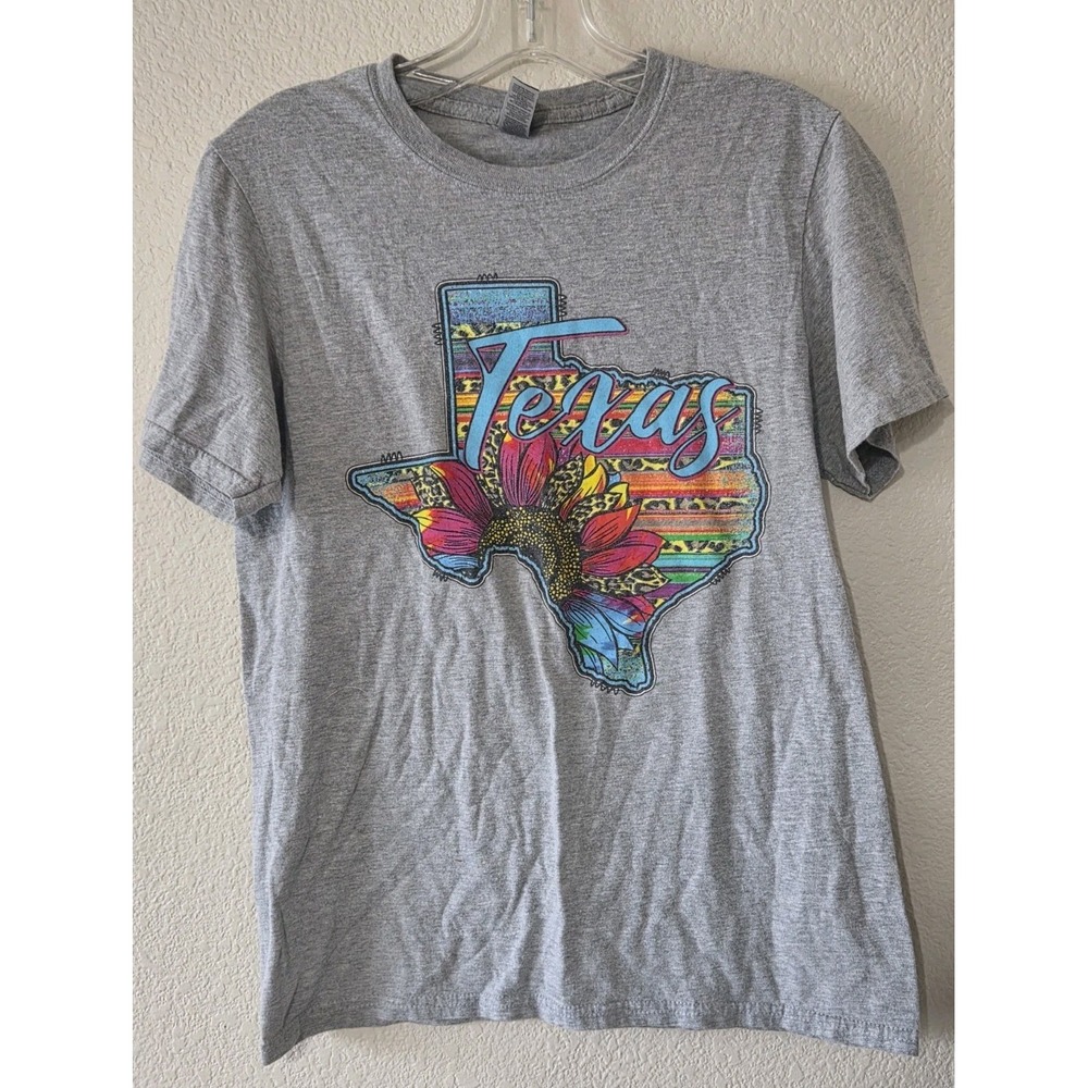 Texas Map Serape Design Tie Dye Floral Cheetah Leopard T-shirt Gildan Sz Small